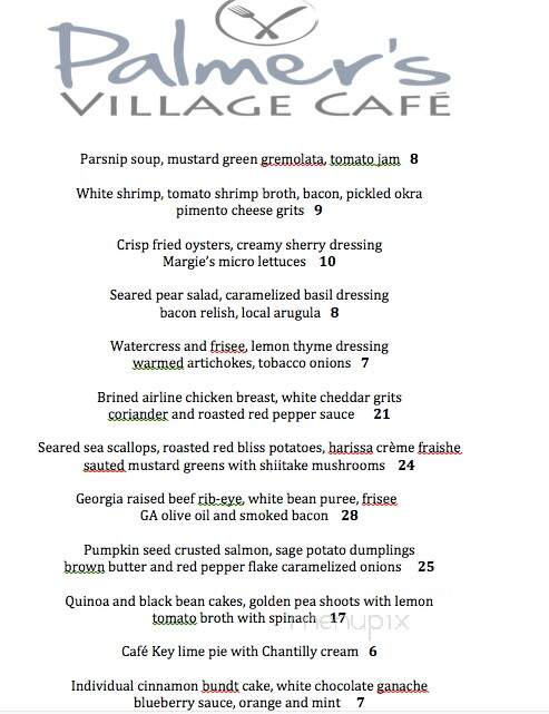 Palmer's Village Cafe - St Simons Island, GA menu_pic