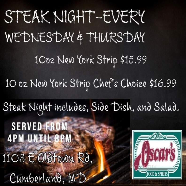 Oscar's - Cumberland, MD menu_pic