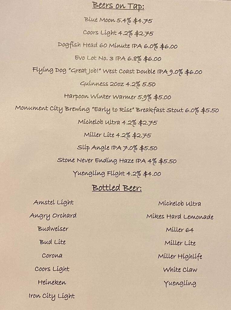 Oscar's - Cumberland, MD menu_pic