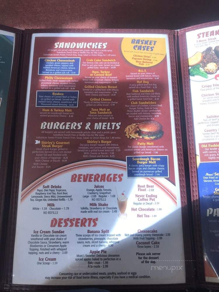 Shirley's Family Diner - Catonsville, MD menu_pic