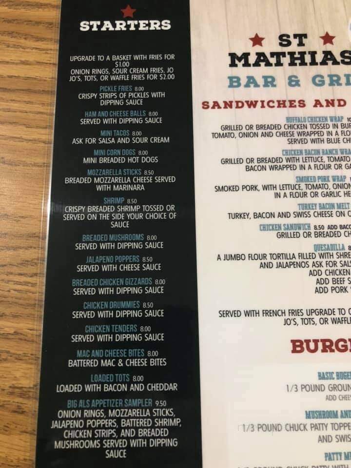 St Mathias Bar & Grill - Fort Ripley, MN menu_pic