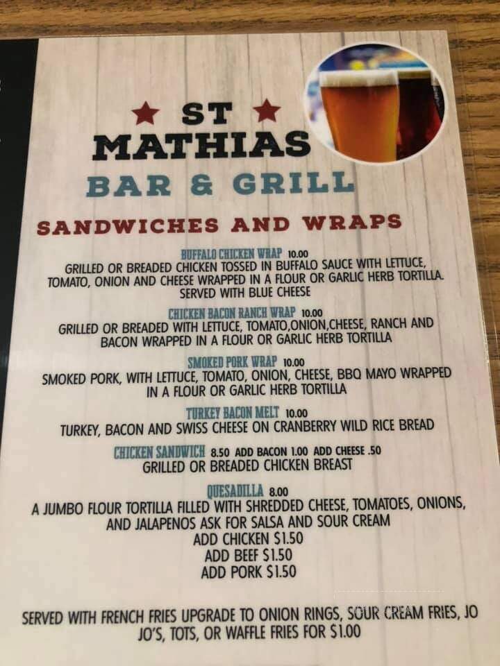 St Mathias Bar & Grill - Fort Ripley, MN menu_pic
