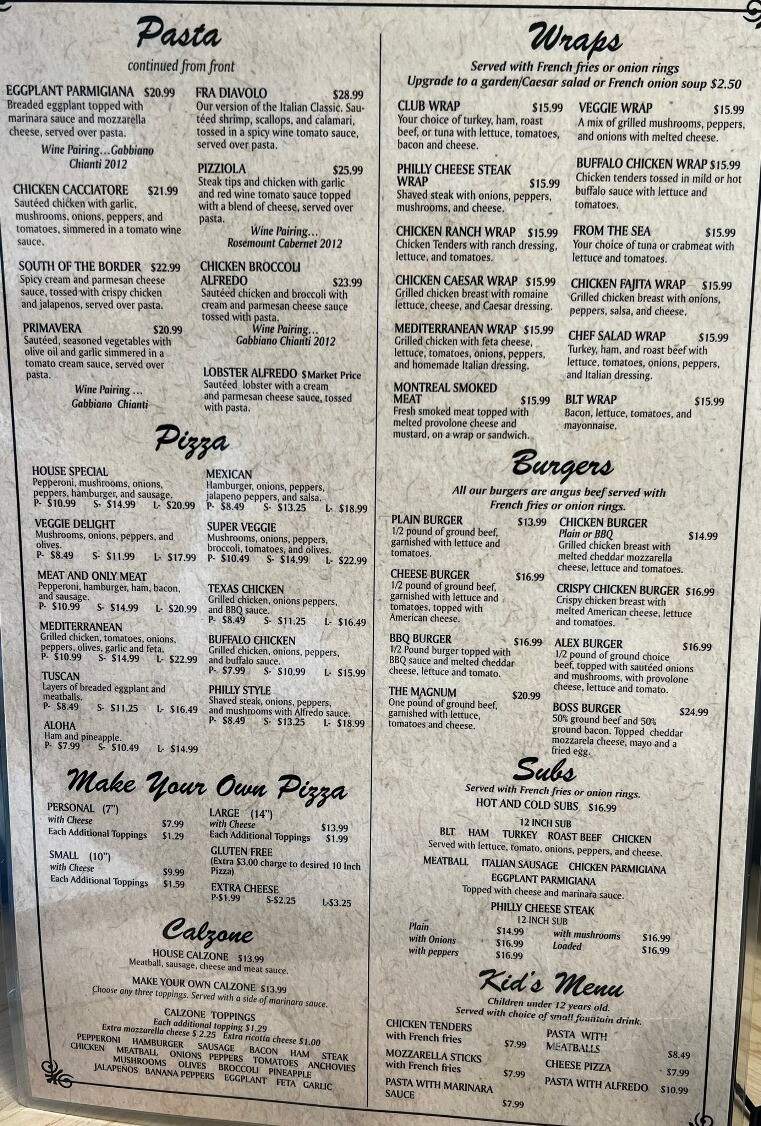 Angelo's Pizza & Grill - Rouses Point, NY menu_pic