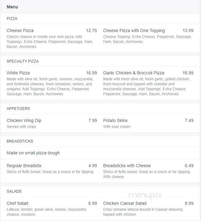Pesci's Pizza - Williamsville, NY menu_pic