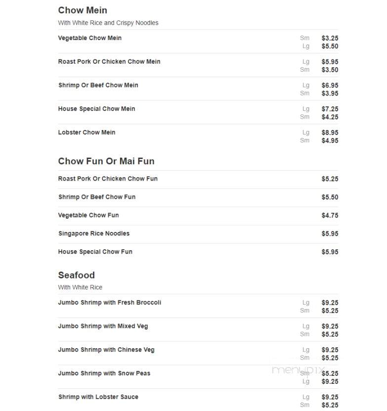 Quality Chef Chinese Restaurant - Bronx, NY menu_pic