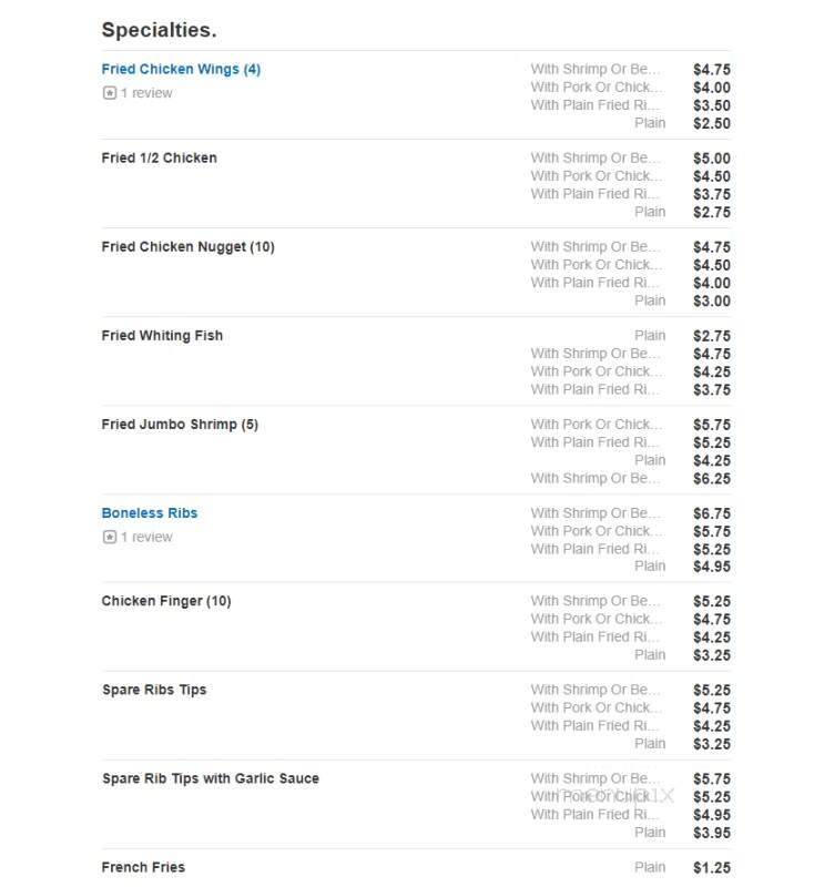 Quality Chef Chinese Restaurant - Bronx, NY menu_pic