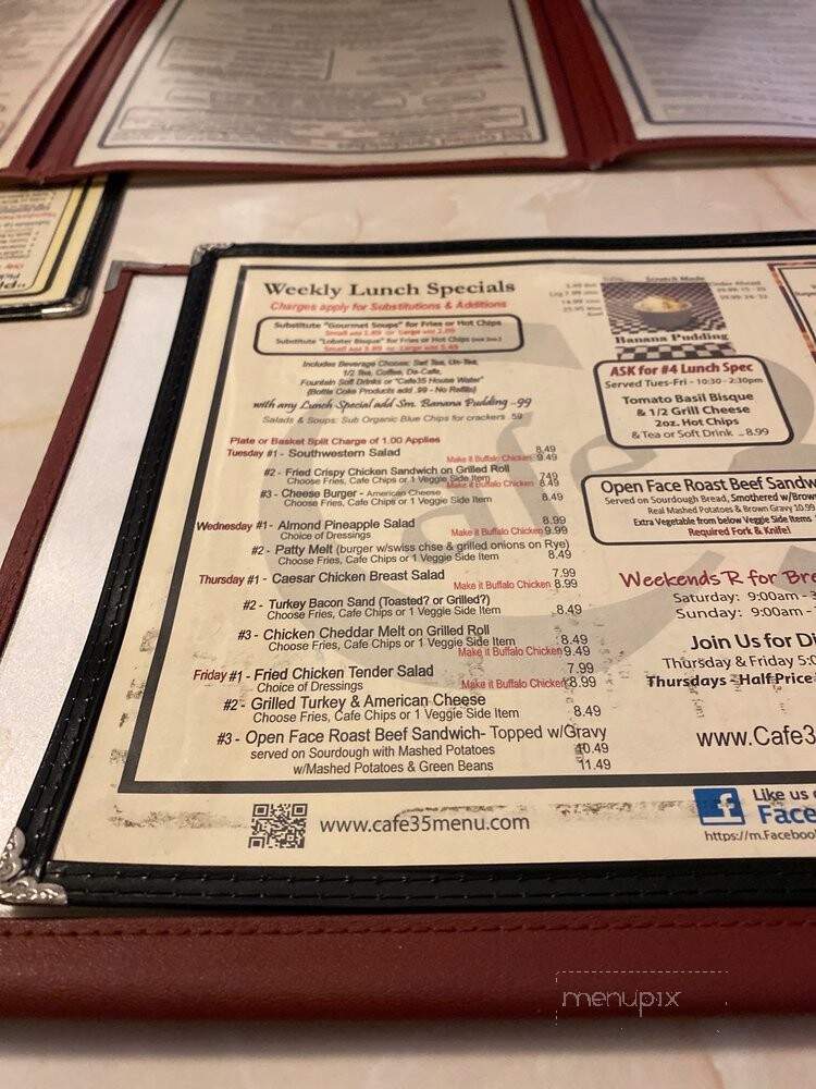 Cafe 35 - Lexington, NC menu_pic