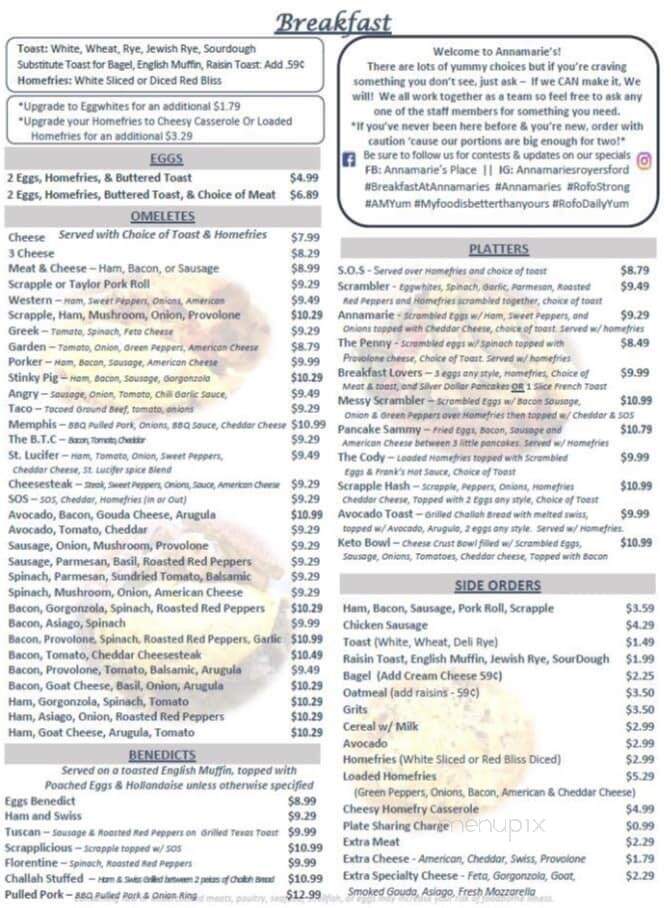 Annamarie's Place - Royersford, PA menu_pic