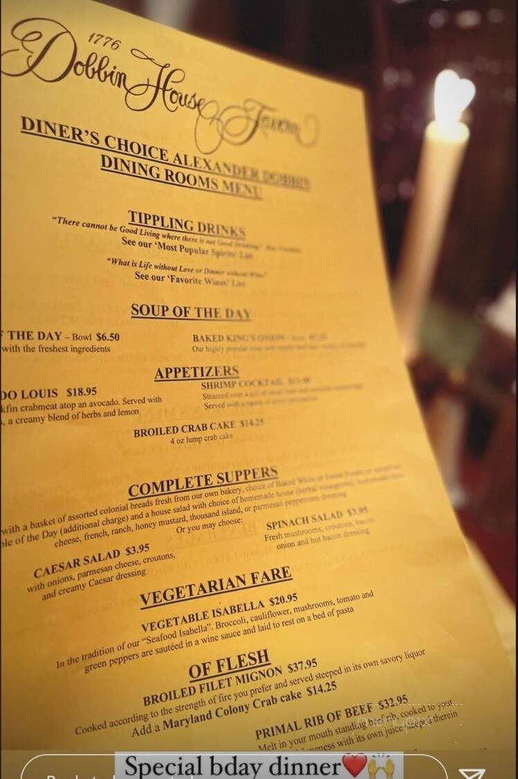 Dobbin House Tavern - Gettysburg, PA menu_pic