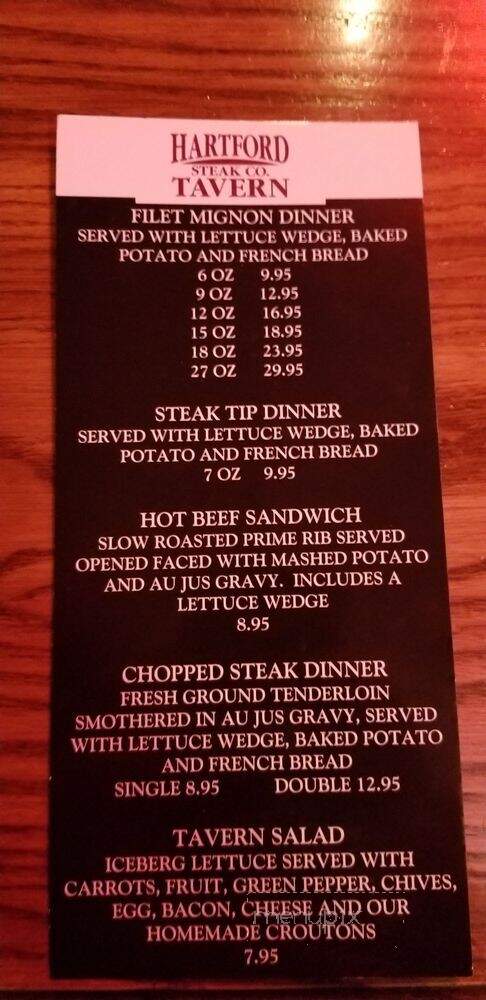Hartford Steak Co Tavern - Hartford, SD menu_pic