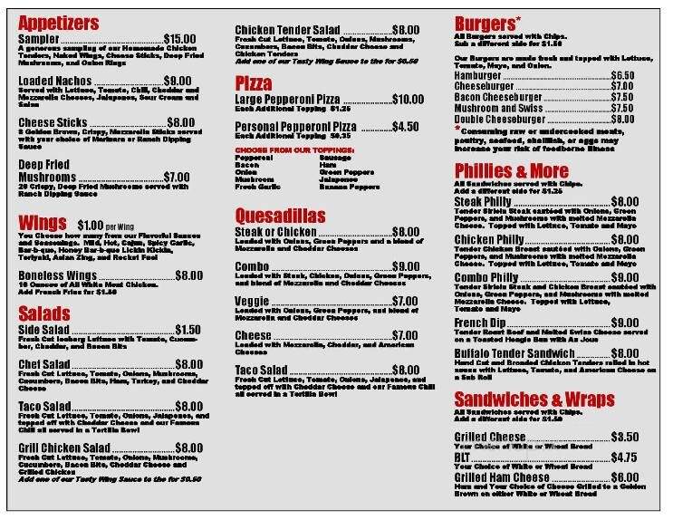 Schooners - Roanoke, VA menu_pic