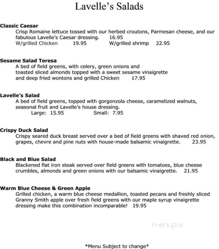 Lavelle's Bistro - Fairbanks, AK menu_pic