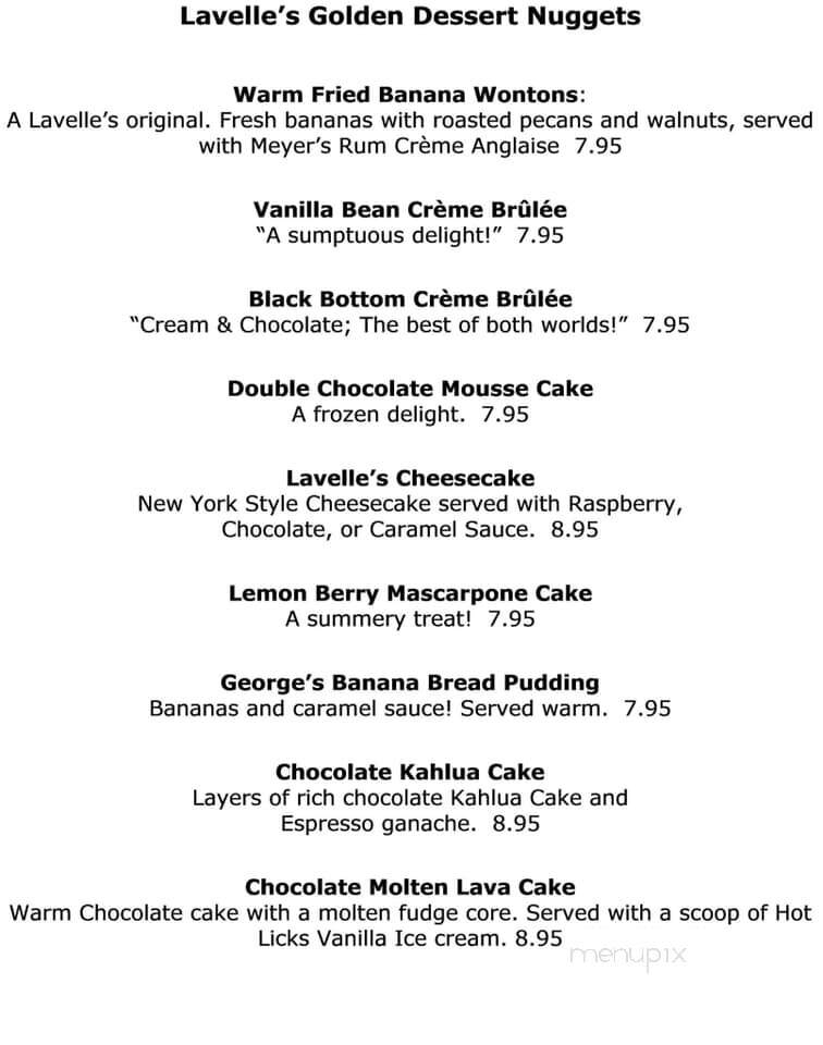 Lavelle's Bistro - Fairbanks, AK menu_pic
