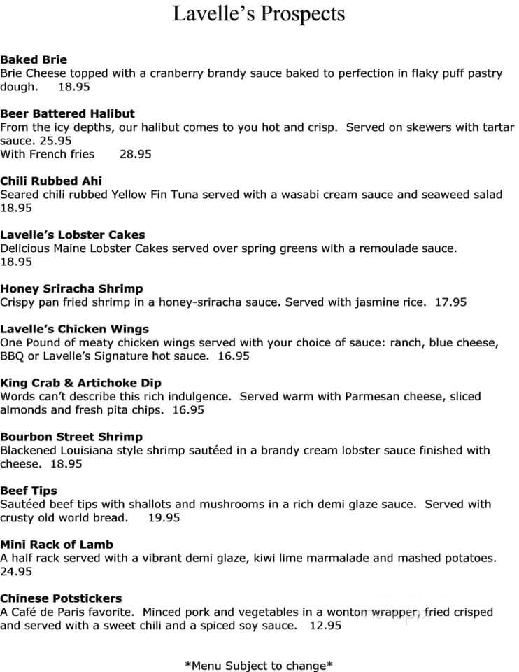 Lavelle's Bistro - Fairbanks, AK menu_pic