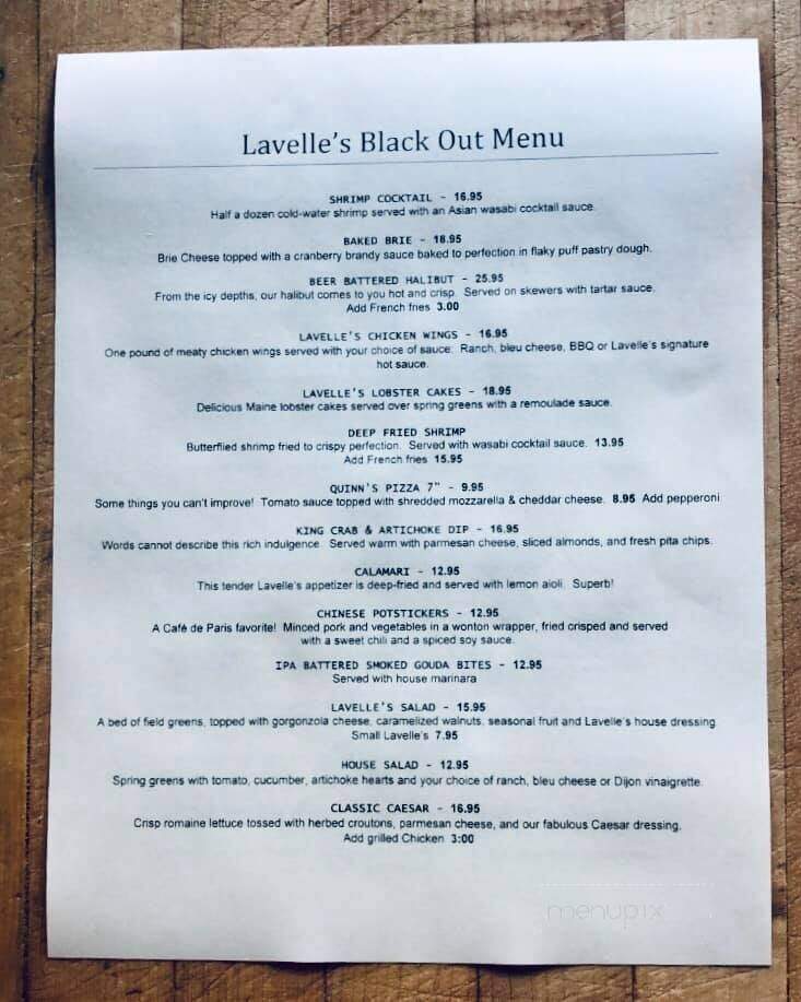 Lavelle's Bistro - Fairbanks, AK menu_pic