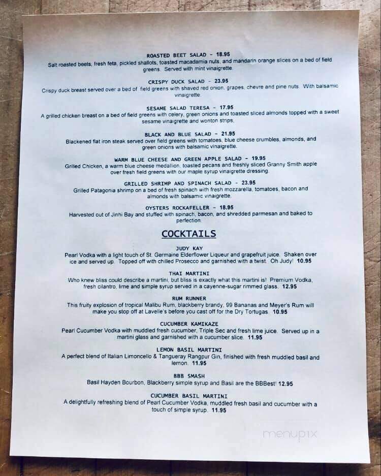 Lavelle's Bistro - Fairbanks, AK menu_pic