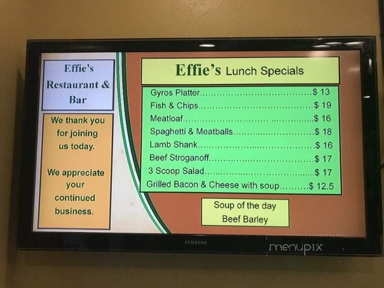 Effie's Restaurant & Bar - Campbell, CA menu_pic