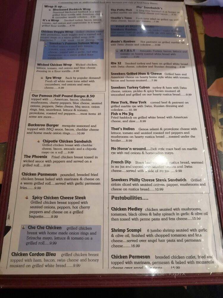 Sneekers Cafe - Groton, CT menu_pic