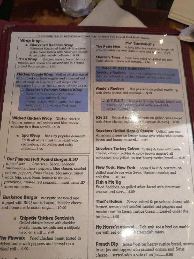 Sneekers Cafe - Groton, CT menu_pic