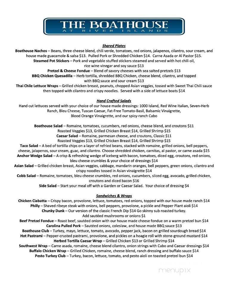 The Boathouse At River Islands - Lathrop, CA menu_pic