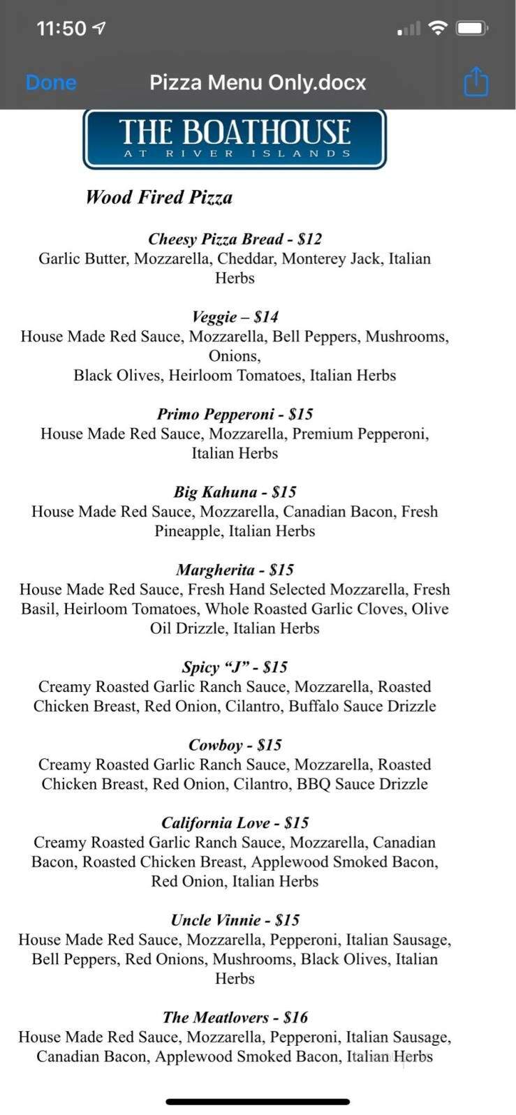 The Boathouse At River Islands - Lathrop, CA menu_pic