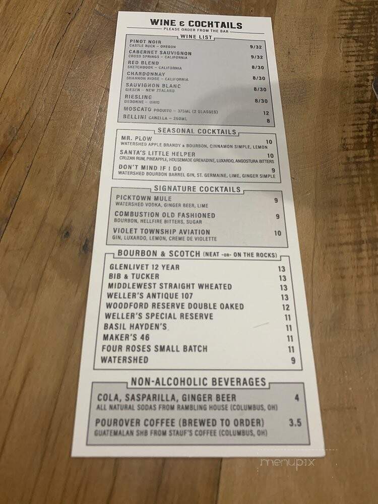 Combustion Brewery & Taproom - Pickerington, OH menu_pic