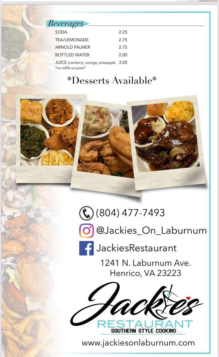 Jackie's - Henrico, VA menu_pic