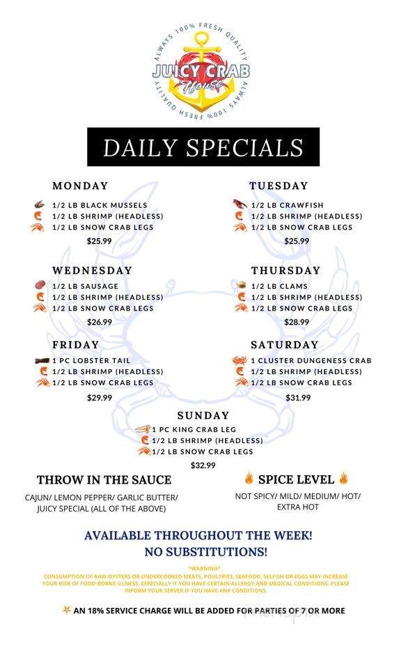 Juicy Crab House - Crestview, FL menu_pic