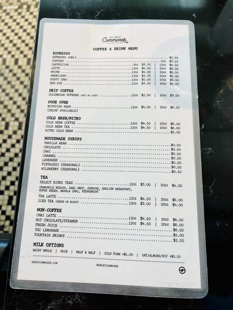 The Great Commoner - Dearborn, MI menu_pic