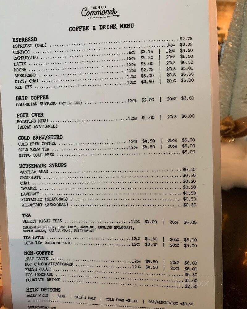 The Great Commoner - Dearborn, MI menu_pic