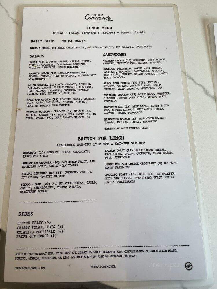 The Great Commoner - Dearborn, MI menu_pic