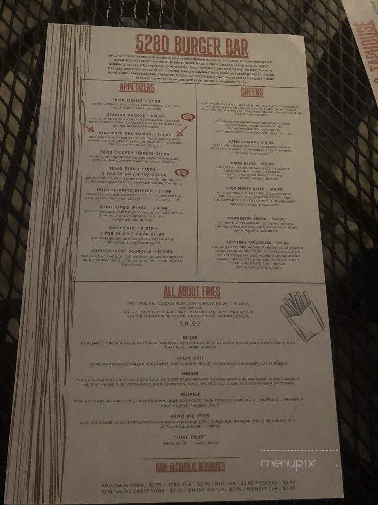 5280 Burger and Taphouse - Austin, TX menu_pic