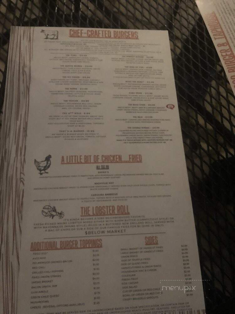 5280 Burger and Taphouse - Austin, TX menu_pic