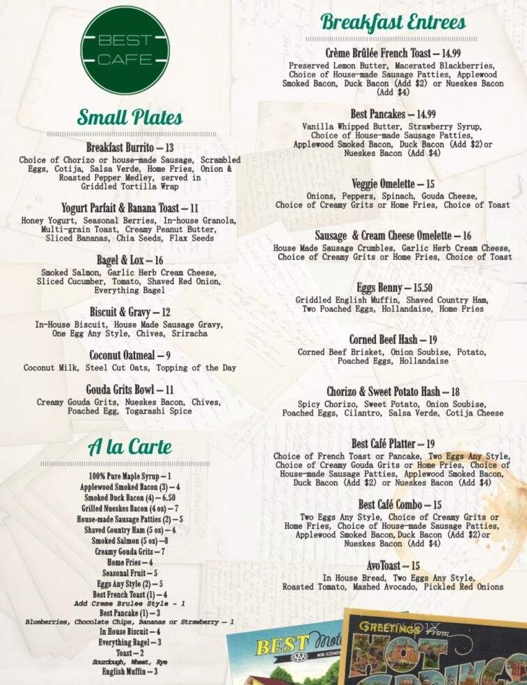 Best Cafe & Bar - Hot Springs National Park, AR menu_pic