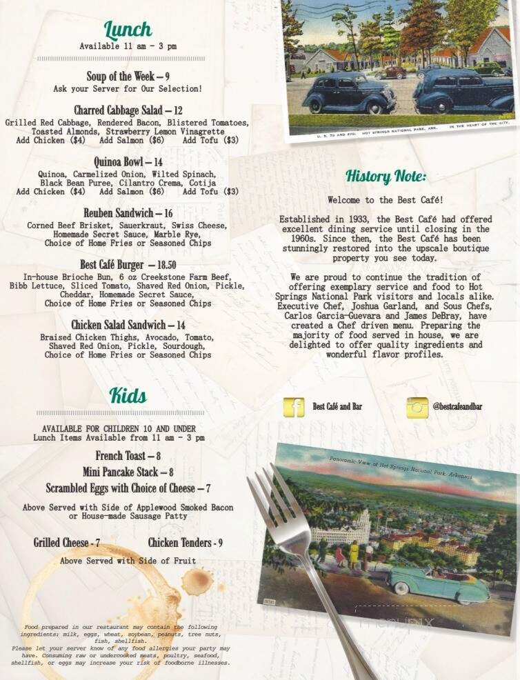 Best Cafe & Bar - Hot Springs National Park, AR menu_pic