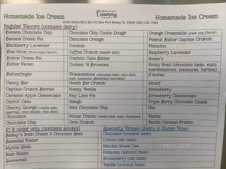 Cotee River Creamery and Desserts - New Port Richey, FL menu_pic