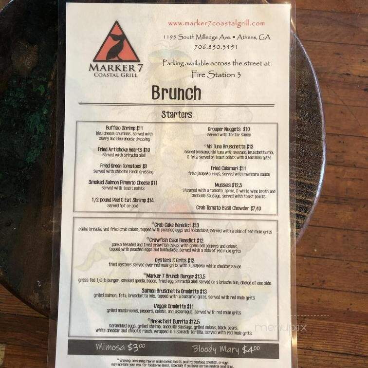 Marker 7 Coastal Grill - Athens, GA menu_pic