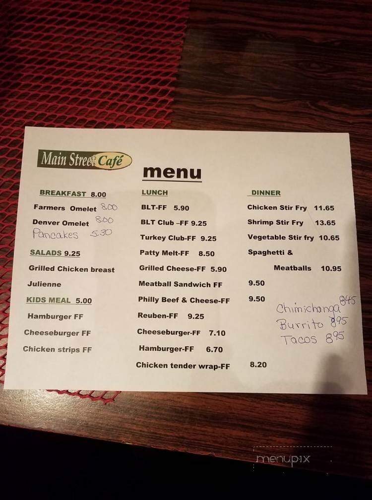 Main Street Cafe - West Bend, WI menu_pic