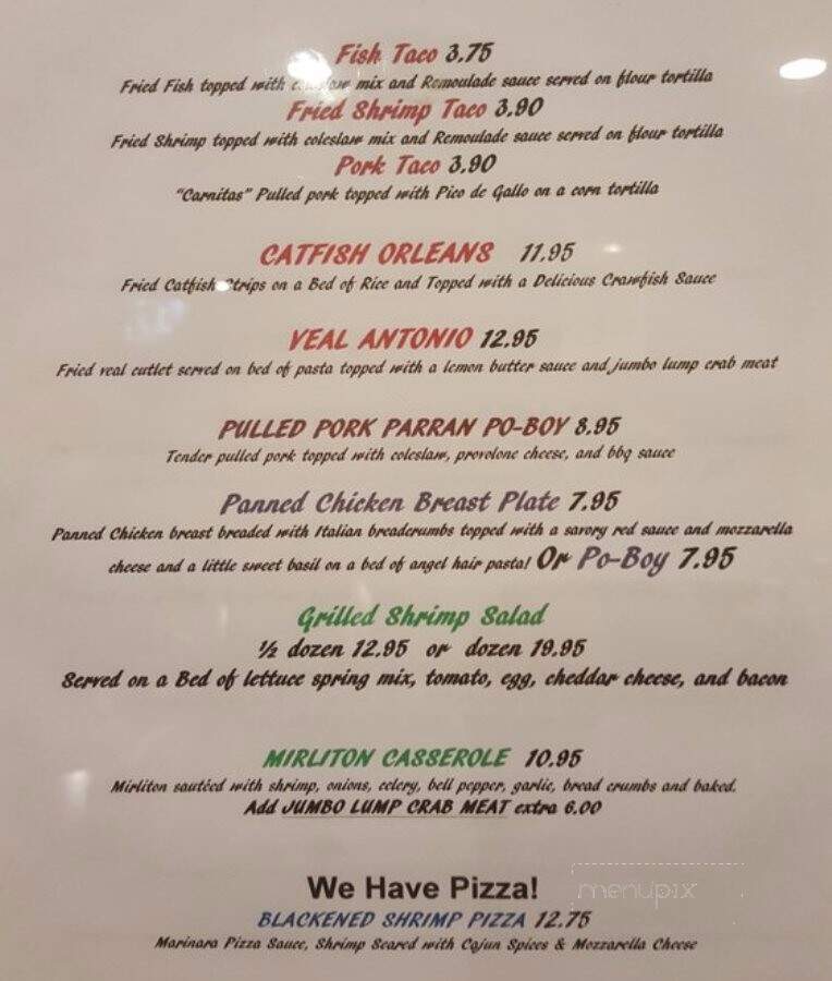 Parran's Po-Boys - Metairie, LA menu_pic