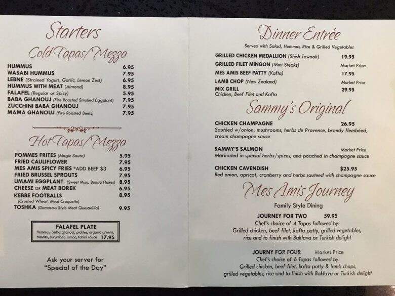 Mes Amis Restaurant - Chino Hills, CA menu_pic