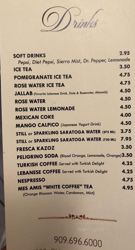 Mes Amis Restaurant - Chino Hills, CA menu_pic