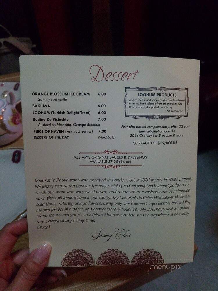 Mes Amis Restaurant - Chino Hills, CA menu_pic