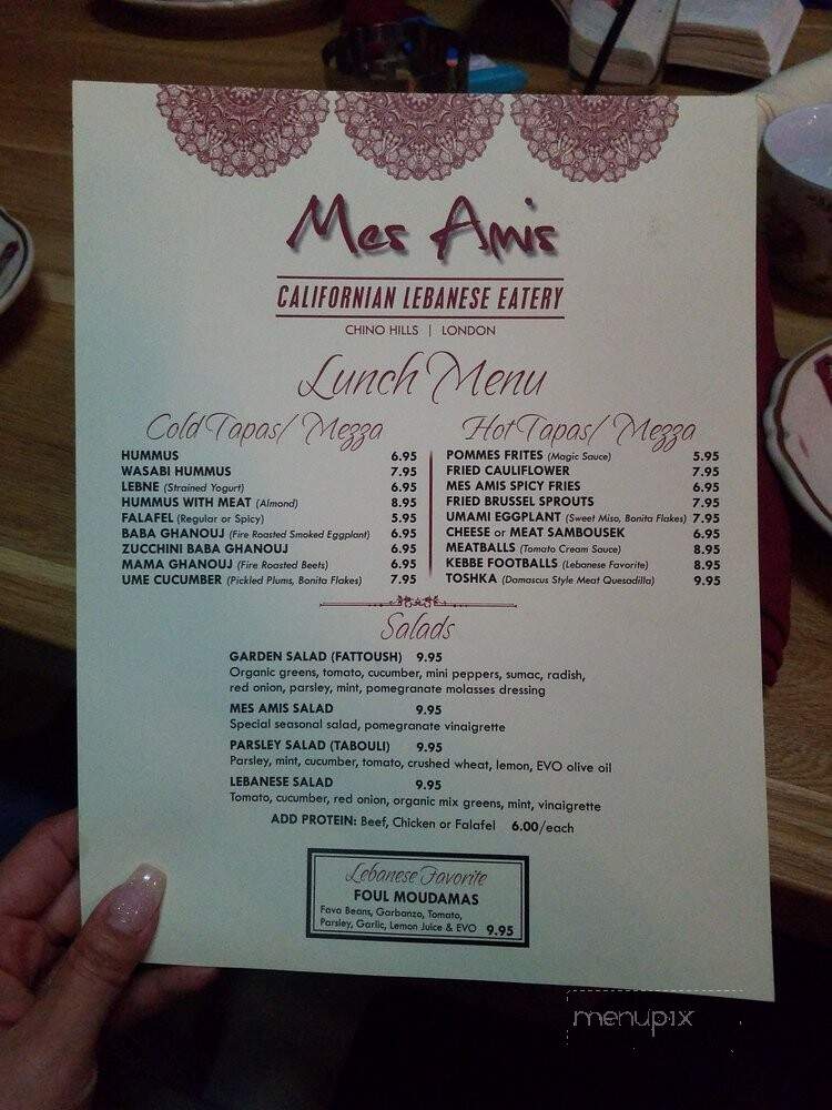 Mes Amis Restaurant - Chino Hills, CA menu_pic