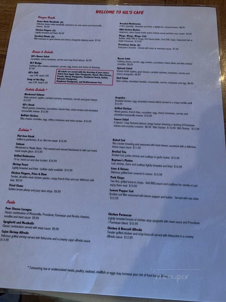 Gil's Cafe - South Park, PA menu_pic
