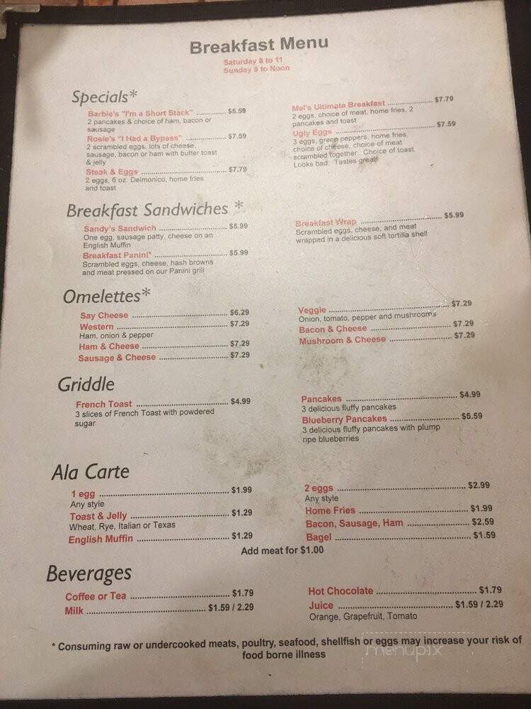 Gil's Cafe - South Park, PA menu_pic