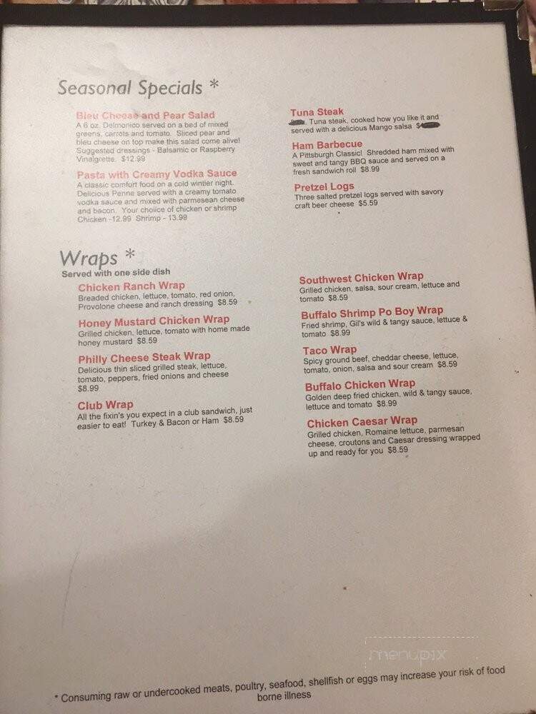 Gil's Cafe - South Park, PA menu_pic