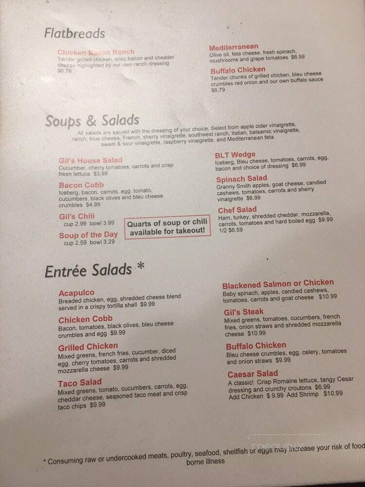 Gil's Cafe - South Park, PA menu_pic