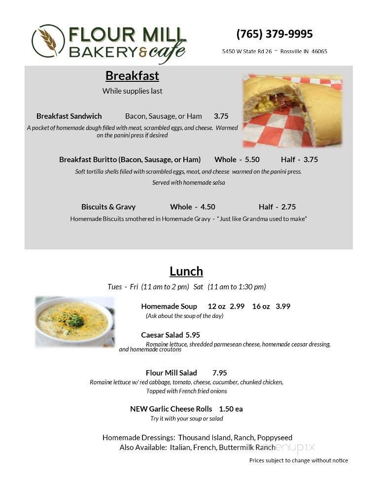 Flour Mill Bakery - Rossville, IN menu_pic