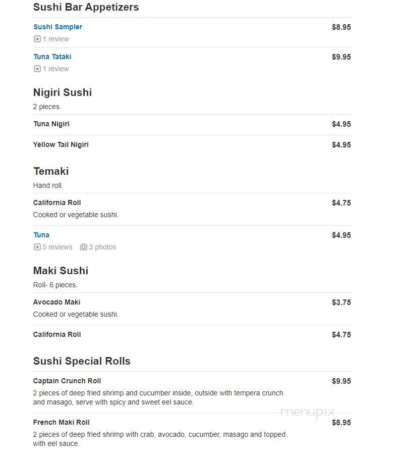 Nikko Japanese Steak and Seafood - Hagerstown, MD menu_pic