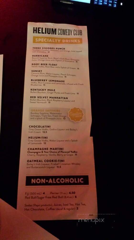 Helium Comedy Club - Philadelphia, PA menu_pic
